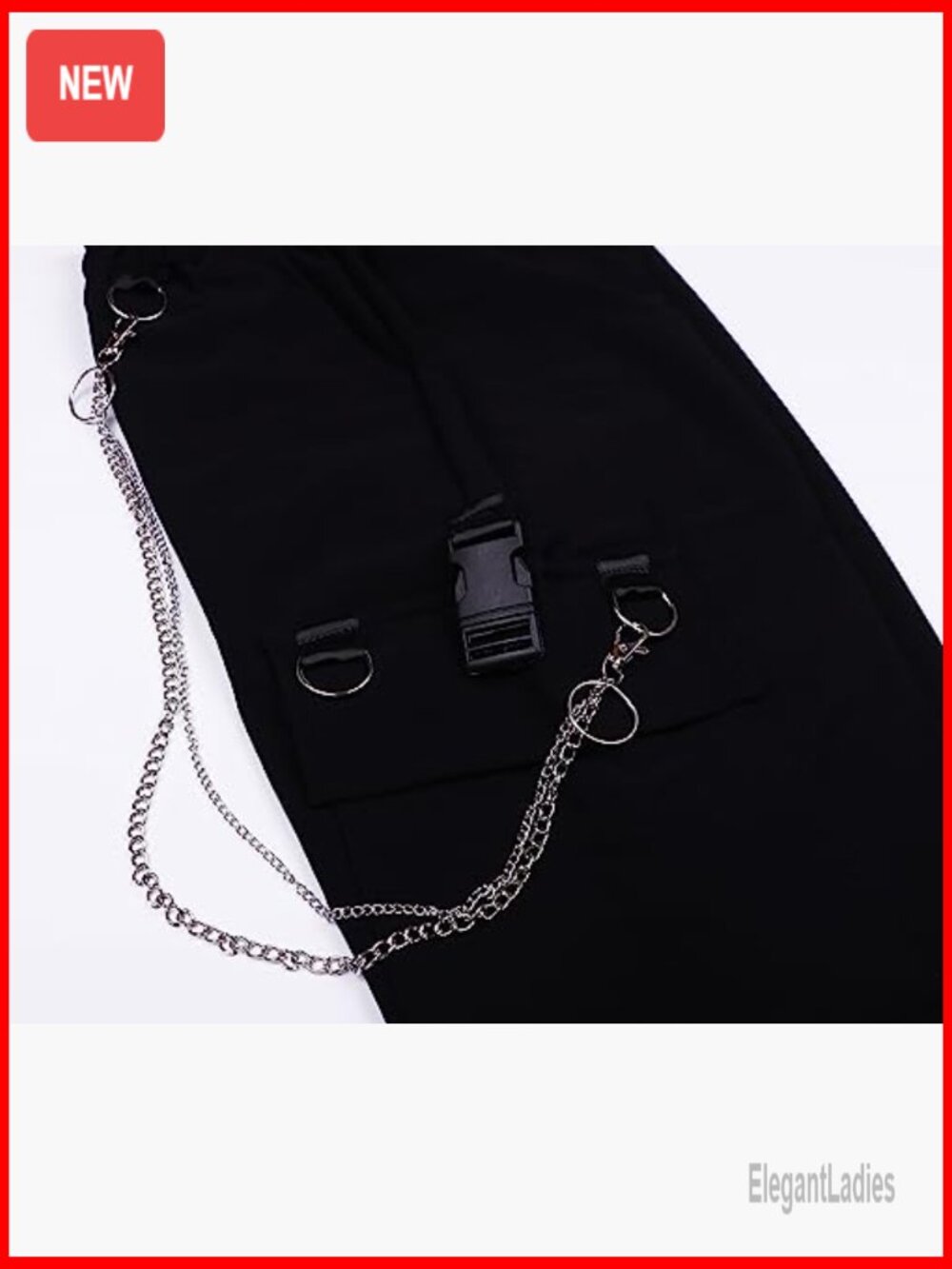 Women's Cargo Jogger Pants with Removable Chain, Utility Pockets, Lightweight - Picture 6 of 7